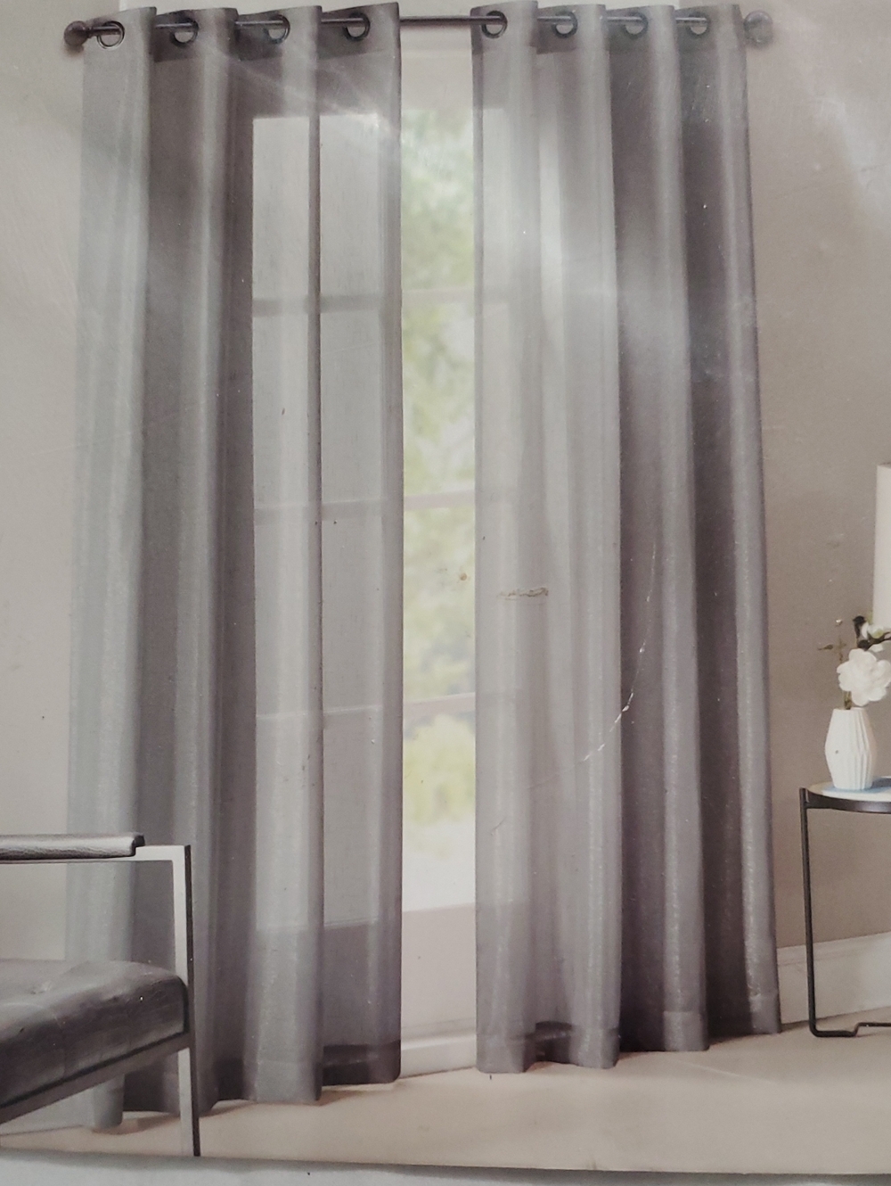 Madison Park Sheer Grommet Curtain 1 Panel - Gray 50in. W X 95in H